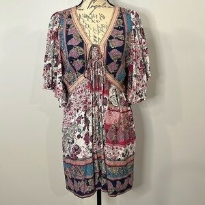 NWOT Coco + Carmen mixed print flutter sleeve dress S/M